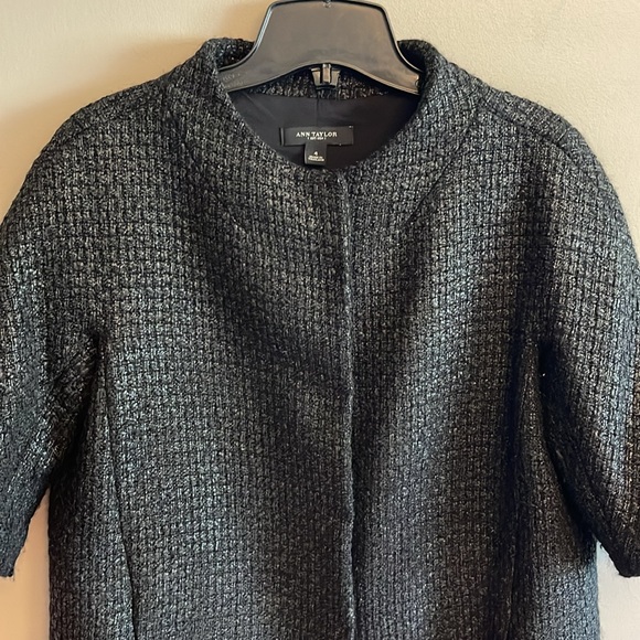 🔥🔥ANN TAYLOR | Oversized Chanel-Like Black Tweed Layering Jacket - sz 4/6 - Picture 3 of 11